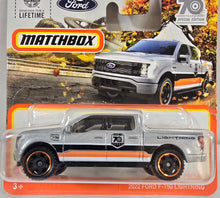 Load image into Gallery viewer, Matchbox Silver 2022 Ford F-150 Lightning 2024 Short card
